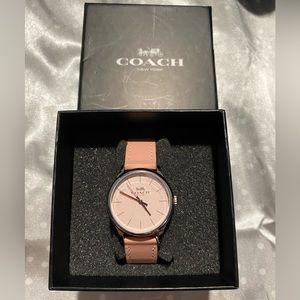 Pink Genuine Leather Coach Watch